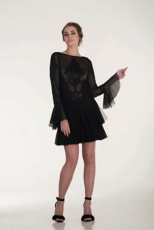 Black Knee Length Special Occasion Dress - Joycard Concept Store