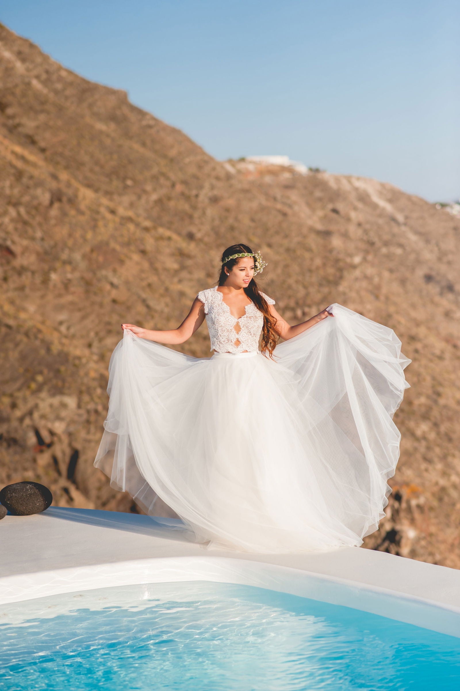 Boho Whimsical Monique Maxi Bridal Outfit | 2-Piece Tulle Wedding Gown - Joycard Concept Store