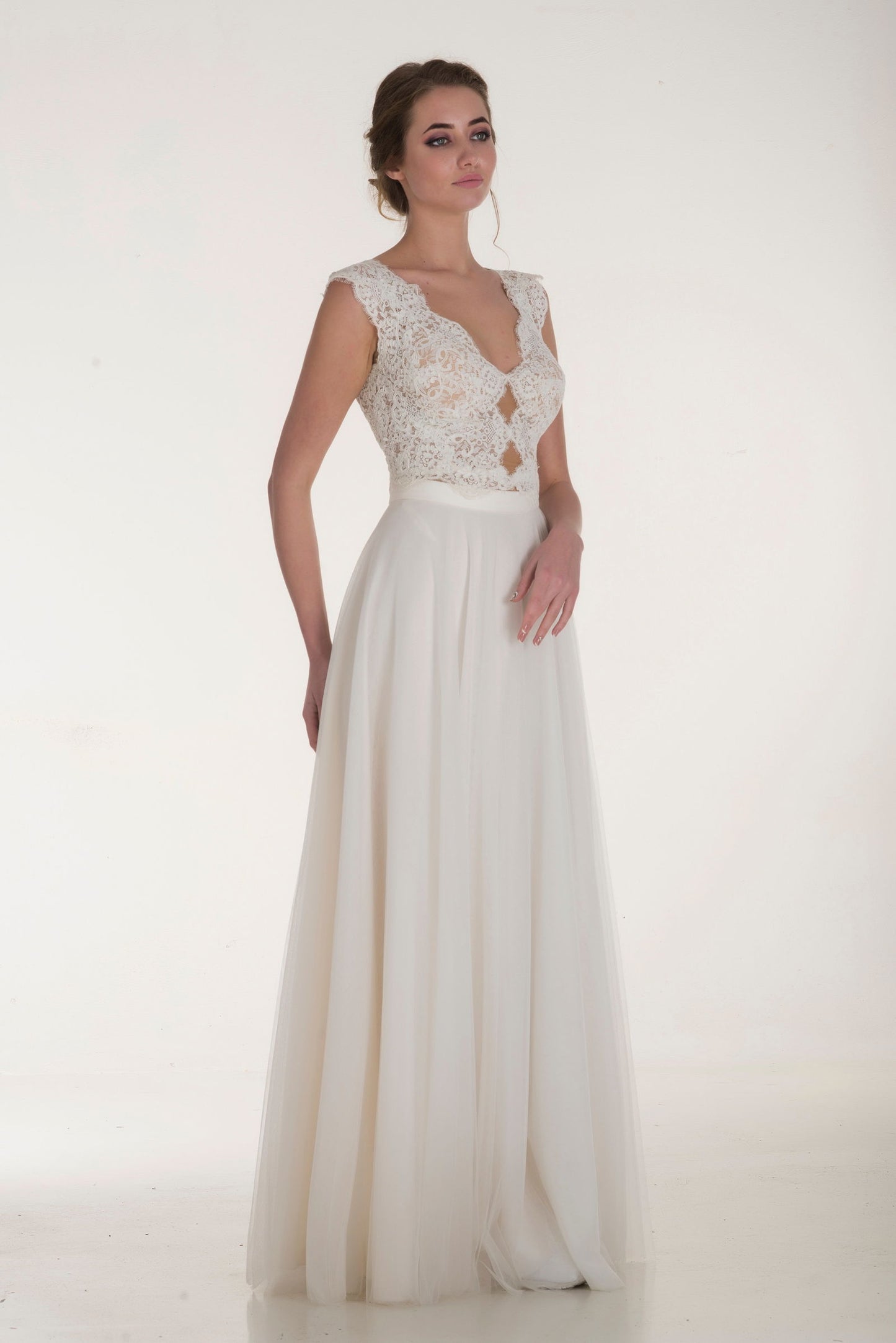 Boho Whimsical Monique Maxi Bridal Outfit | 2-Piece Tulle Wedding Gown - Joycard Concept Store