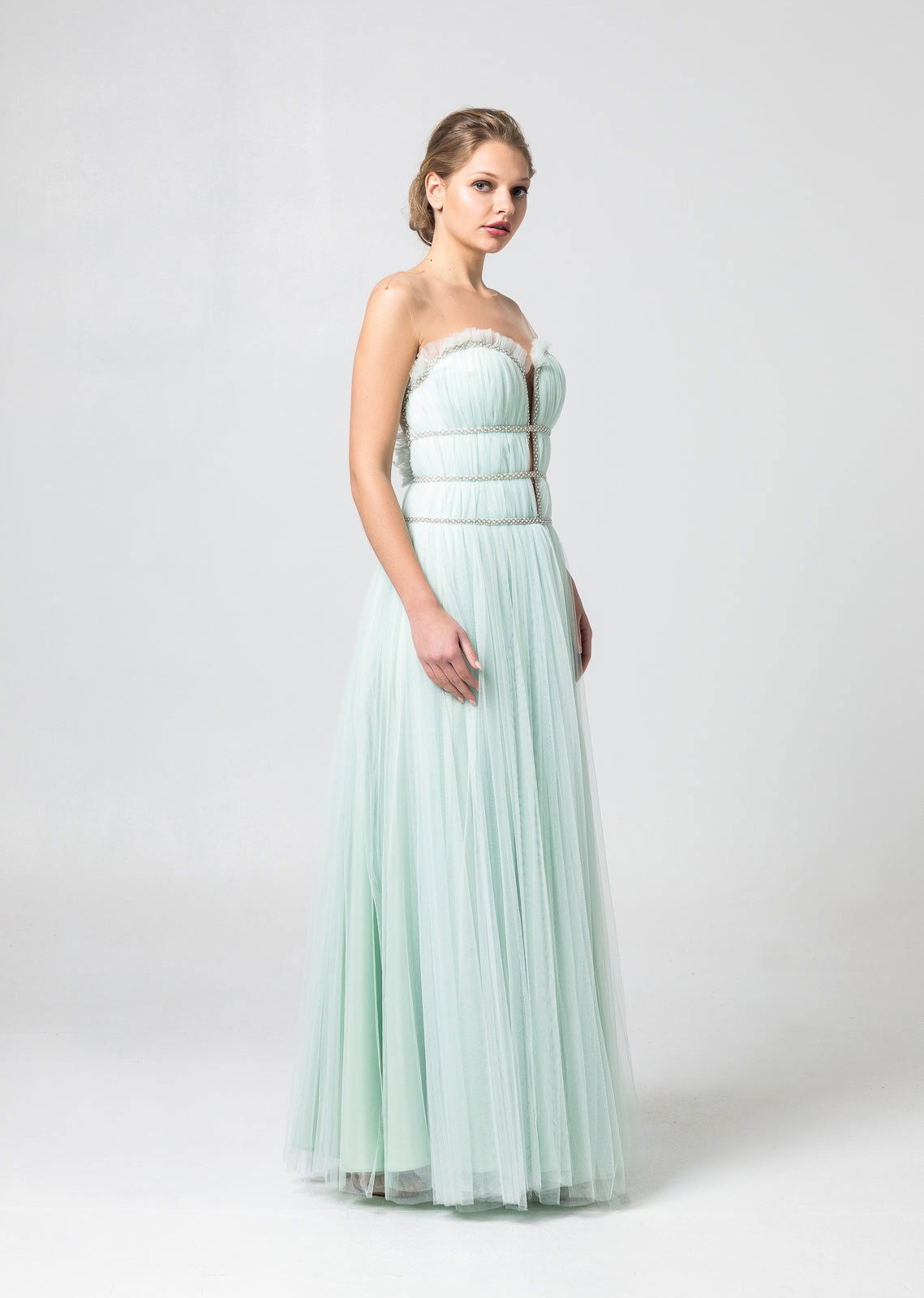 Draped Tulle Strapless Gown - Joycard Concept Store