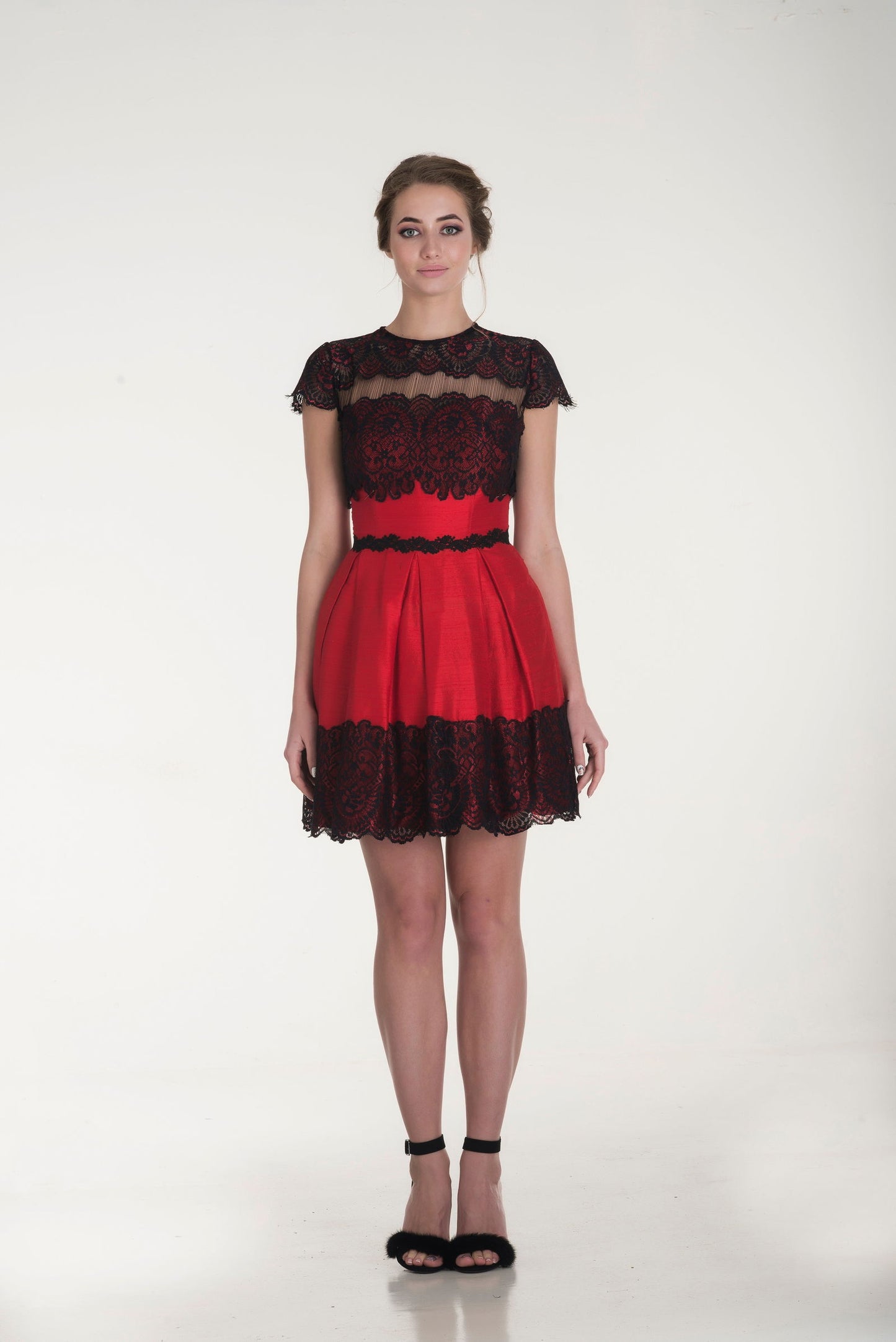 Katerina Lace Mini Silk Dress - Joycard Concept Store