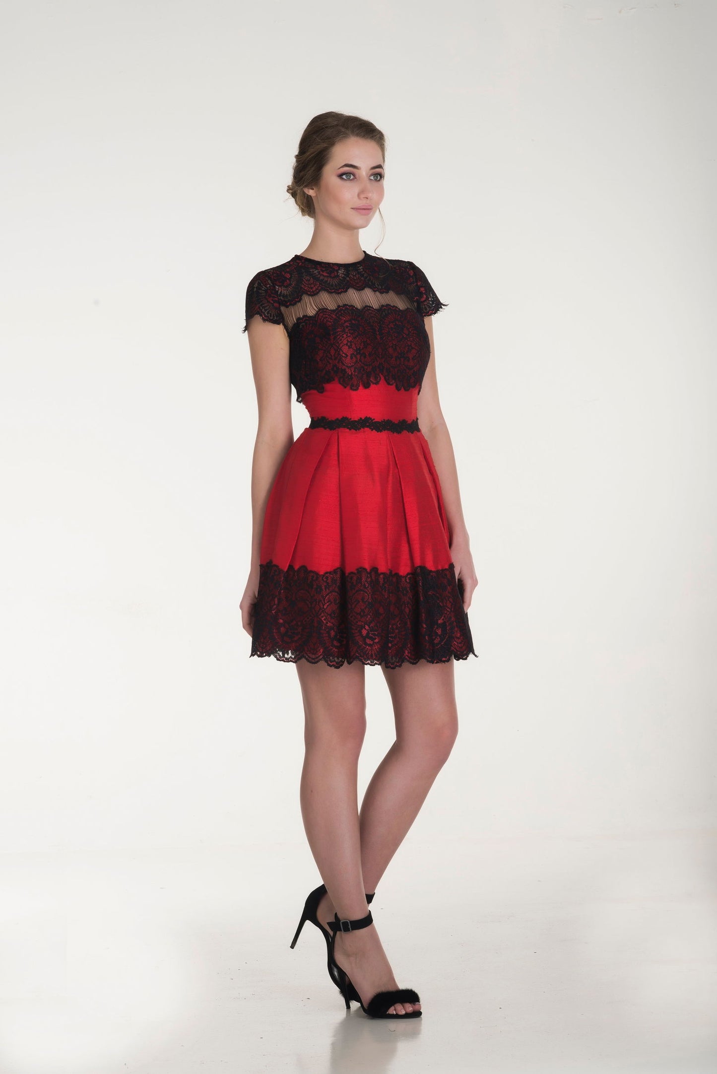 Katerina Lace Mini Silk Dress - Joycard Concept Store