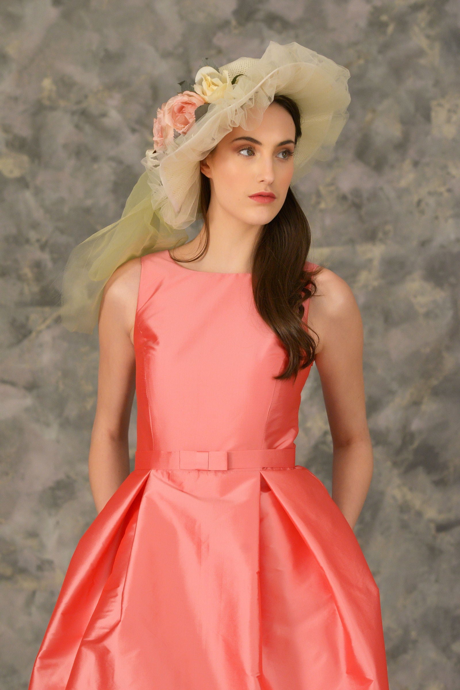 Vintage Chic Coral Asymmetric Dress - Joycard Concept Store