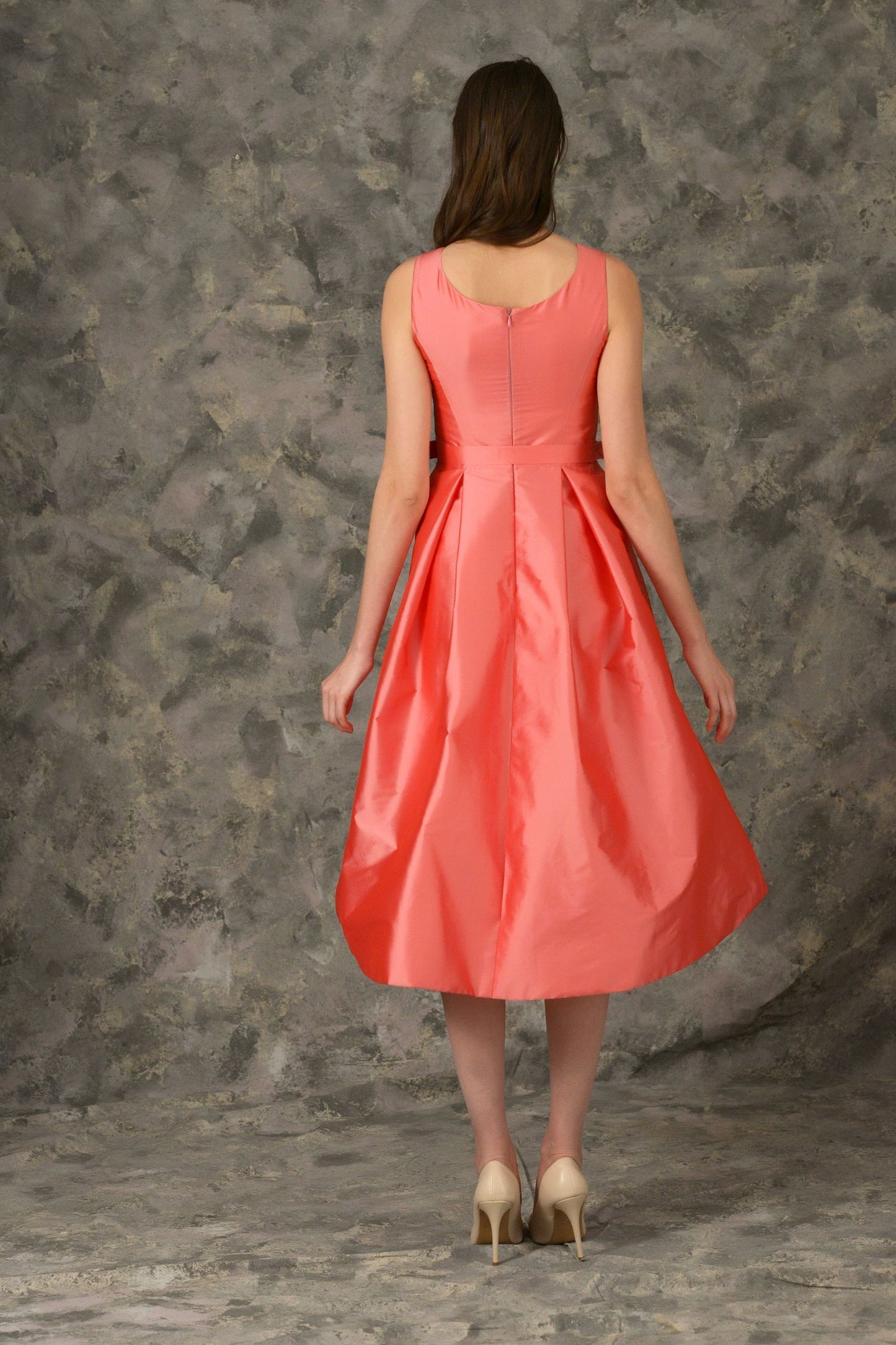 Vintage Chic Coral Asymmetric Dress - Joycard Concept Store